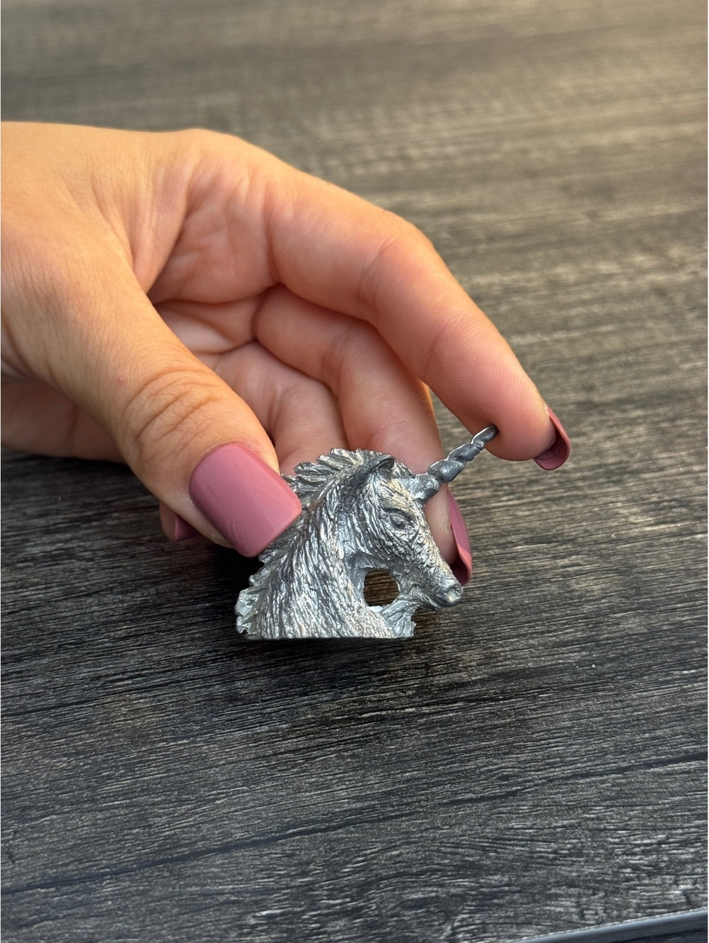 Vintage 1981 Spoontiques P514 Pewter Unicorn Head Mini Figurine 2.5”